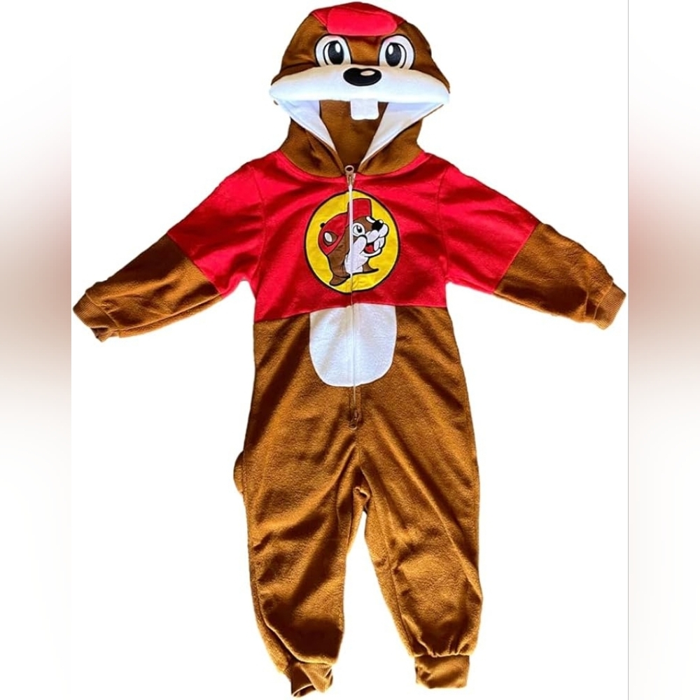 Buc-ees Beaver Buc Union Suit Mascot Costume Pajamas Hooded Youth Size XS/S